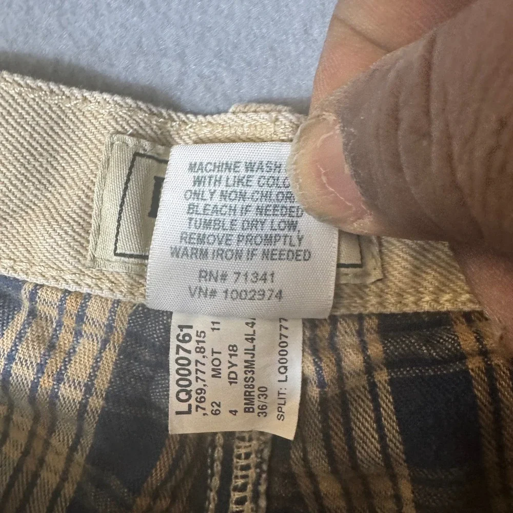 LL Bean Classic‎ Fit Flannel Lined Denim Pants Tan Khaki Mens 36x30 100220